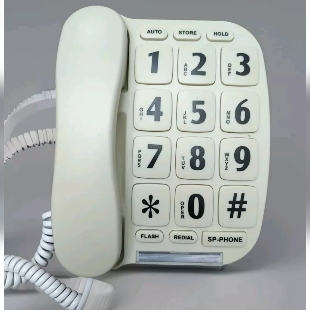 Vintage Cream Corded Telephone with Large Buttons